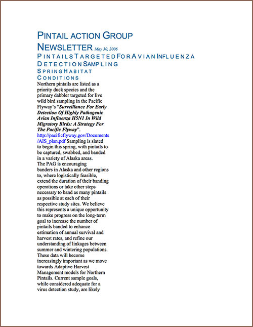 PAG newsletter